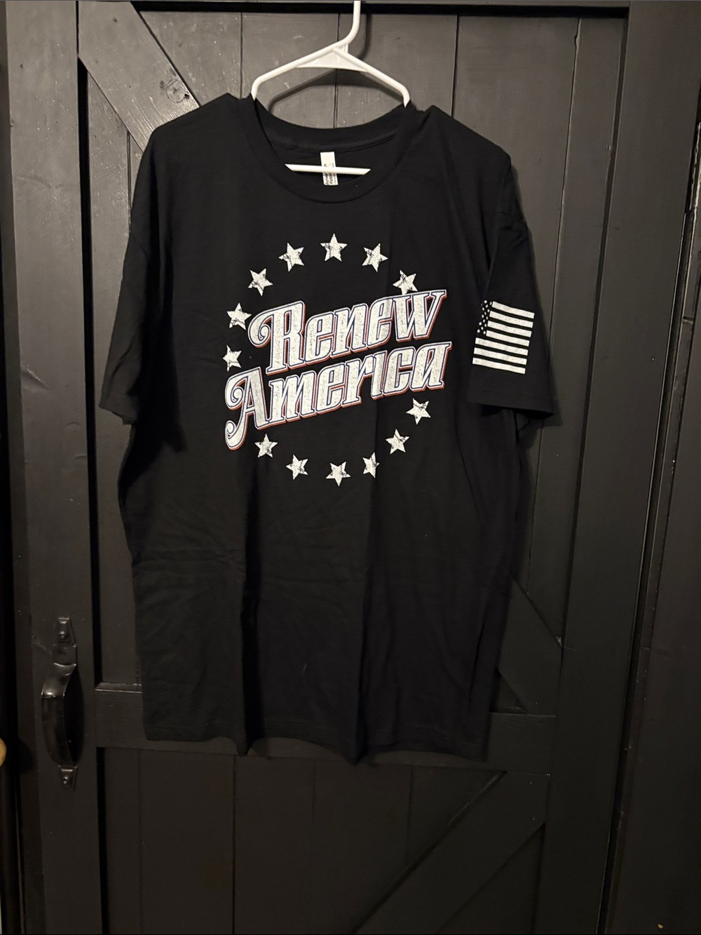 American Apparel Black Renew America Graphic Tee with White and Red Accents